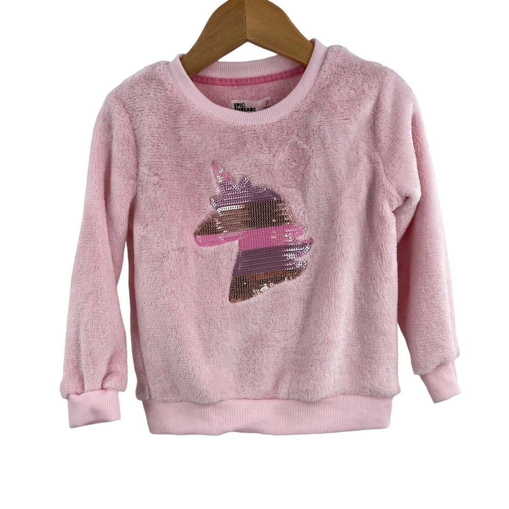 Epic Threads Pink Plush Unicorn Sweatshirt 2T‎ New